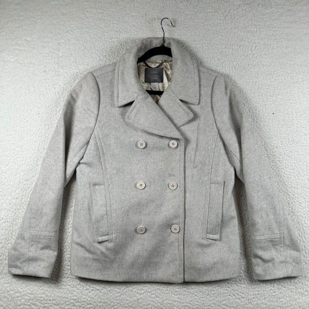 J.Crew Peacoat Wool Womens Double Breasted Jacket 12 Gray Dark Academia Y2K